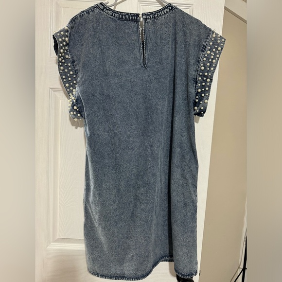 Bibi Denim Dress with Pearl trim sleeves XL - Picture 3 of 3